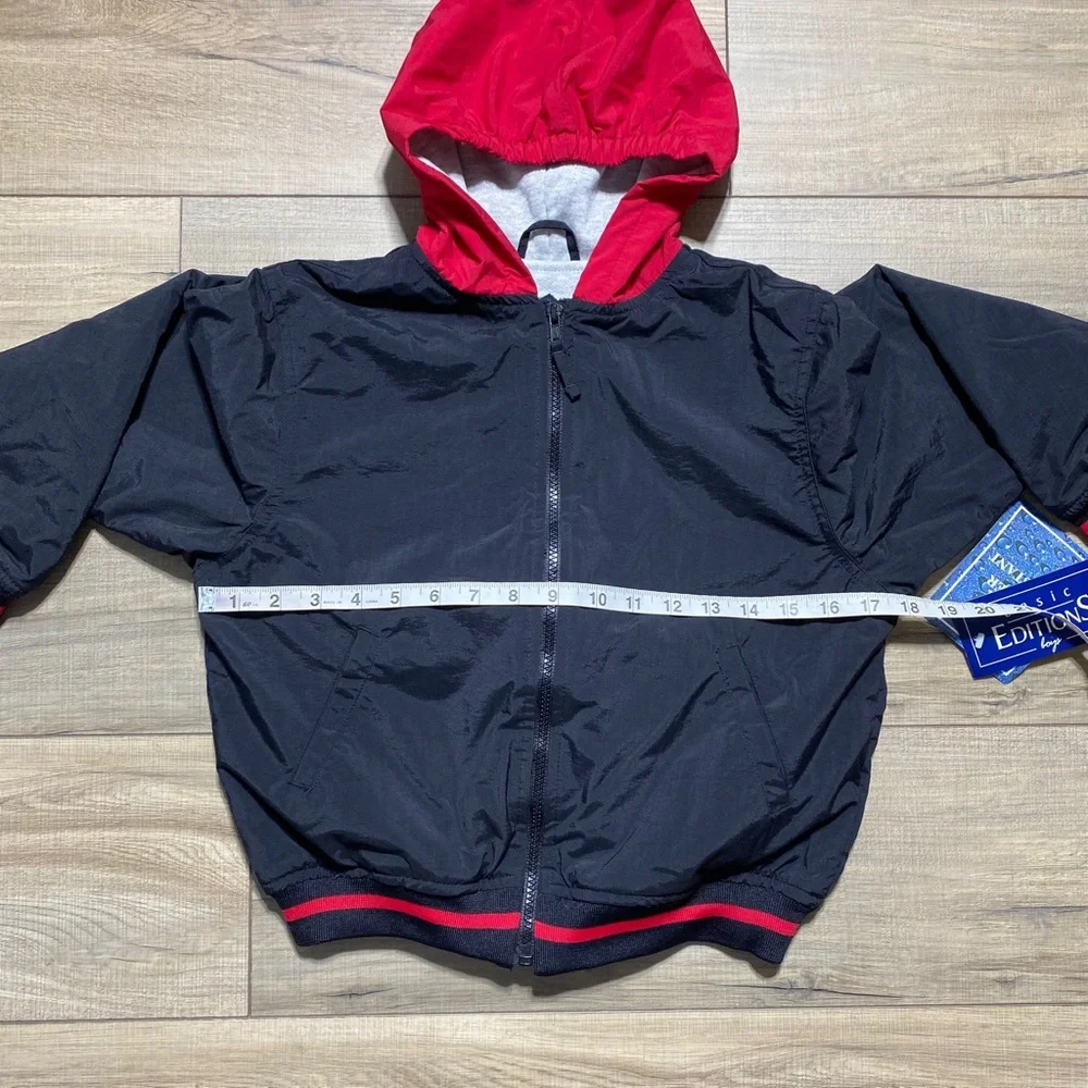 Basic Editions Boys Full Front Zip‎ Water Resistant Hooded Jacket Size 7 Black